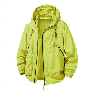 Aoyema <span class=keywords><strong>Veste</strong></span> d'été à fermeture éclair à capuche respirante pour hommes, nouvelle crème solaire personnalisée, ultra-mince, légère et solide, pour l'extérieur, pour vêtements de sport - Product Image 1
