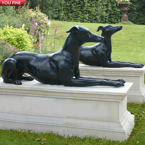 YOUFINE Statues de Chiens Greyhound Gris Bronze en Promotion, Sculptures Canines Whippet Grandeur Nature pour Décoration de Jardin de Ferme - Product Image 4