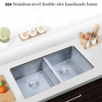 Évier de cuisine industriel commercial multifonction argent Nano 304 en acier inoxydable profond deux Double bol sans robinet