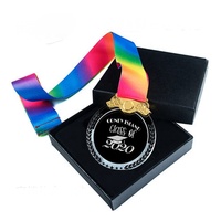 Trophée sportif en verre cristal transparent personnalisé, récompenses sportives or, argent et bronze, médailles en cristal