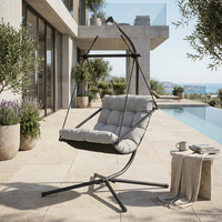Fauteuil suspendu moderne avec support en acier thermolaqué, coussin en polyester 180g et coton PP, mobilier d'extérieur, balançoire