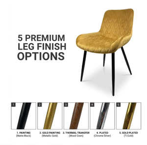Sillón de Comedor Moderno de Terciopelo con Respaldo Confortable y Patas de Metal - Silla de Comedor Decorativa para el Hogar, Gimnasio, Sala de Estar - Product Image 4