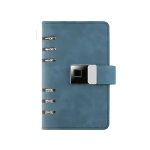 Cadeau Dagboek Notebook Met Vingerafdruk Slot Custom Logo Office Leverancier A5 Lederen Notebook