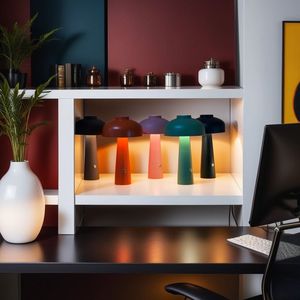 Lampe de table en forme de <span class=keywords><strong>champignon</strong></span> noir, <span class=keywords><strong>blanc</strong></span>, gris, bleu, rose, orange, or, produit écologique - Product Image 5
