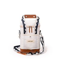 Sac isotherme pour bouteille de vin avec logo personnalisé OEM, en cuir, en toile, avec doublure en PVC imprimée, pour la plage, le pique-nique, le déjeuner