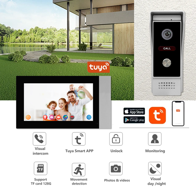 Gate Intercom Systems With Camera Smart Wifi Door Bell Unlock Camera Video Door Phone Intercom System with Tuya Function