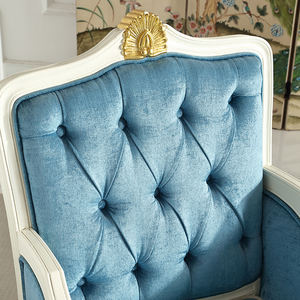 <span class=keywords><strong>Fauteuil</strong></span> en tissu <span class=keywords><strong>velours</strong></span> <span class=keywords><strong>bleu</strong></span> <span class=keywords><strong>de</strong></span> style classique <span class=keywords><strong>de</strong></span> luxe pour salon, design vintage fantaisie, chaise en bois vintage italienne - Product Image 6