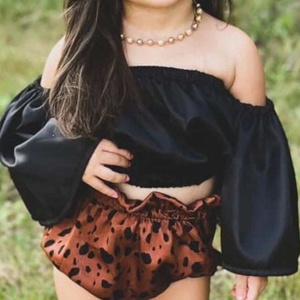 Venta al por mayor de fábrica OEM/ODM: Tops halter sin tirantes con volantes esponjosos y manga larga para niñas, estilo inglés, de poliéster/algodón. - Product Image 1