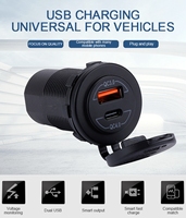 ABILKEEN-Adaptador de corriente impermeable para coche y motocicleta, cargador de enchufes, Interruptor táctil, 12V, 24V, QC3.0, QC4.0, enchufe de cargador USB Dual