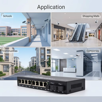 Convertidor de Medios con Switch POE TiNCAM 10/100Mbps, 8 Puertos PoE, 2 Puertos de Fibra SC SM Simplex 20km, IEEE802.3AT/AF para Cámaras IP CCTV