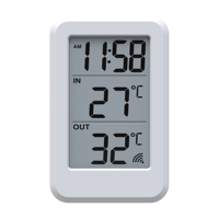 Termometer Digital LCD Nirkabel Plastik untuk Dalam Ruangan, Jam, Termo-Higrometer, Stasiun Cuaca, Pengontrol Suhu, Baterai
