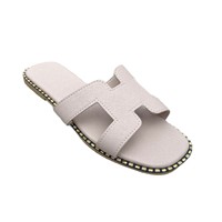 Sandales plates en cuir pour femmes, forme H, artisanat, été, multicolores, décontractées, pour la marche quotidienne en extérieur