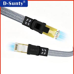 สายอีเธอร์เน็ตแบบแบน Cat8 SSTP แบบถัก 40Gbps 2000MHz 30AWG RJ45 8P8C สายเคเบิลเครือข่าย PVC สำหรับใช้งานภายในอาคาร สำหรับเราเตอร์ เซิร์ฟเวอร์ และเกมมิ่ง - Product Image 1
