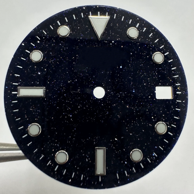 Copper 28.5mm Watch Dial with Luminous Real Stone Face for NH35 Mechanical Movement
