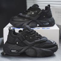 Chaussures de travail décontractées Black Knight New Wind à semelle épaisse en cuir synthétique, montantes, résistantes à l'usure, avec rehaussement interne pour l'hiver et le printemps