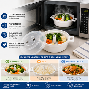 Hardware Tools Durable Microwave Food Steamer Microwave Safe Cooking BPA Free Microwave <b>Container</b> for Vegetables <b>Rice</b> - Product Image 4