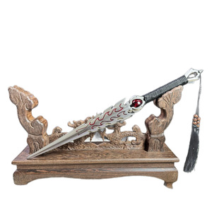Western Chu Divine Talisman Longquan One Piece Manganese Steel Quenched Four Sided Pyramid Demon Subduing Pestle Sword Ornament - Product Image 5