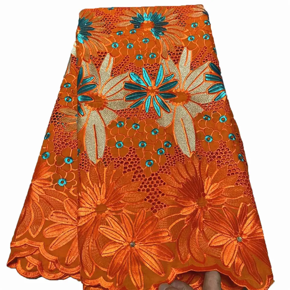 Schöne trockene Baumwoll spitze Stickerei Blumen stoff für Party kleider afrikanischen Baumwoll stoff ML66R185