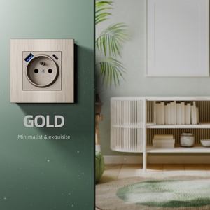 <span class=keywords><strong>Plaque</strong></span> Métallique Panneau Aluminium Brossé Norme Européenne Française Type 2P + T Prise USB Murale avec Ports de Charge Rapide A + C PD 20W - Product Image 5