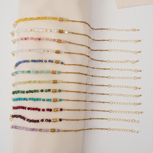 สร้อยข้อมือชุบทอง 18K กันน้ำ ประดับคริสตัลสีเหลืองธรรมชาติและเพทาย ไม่หมอง ไม่ดำ พร้อมอัญมณีบำบัด ขายส่ง - Product Image 2