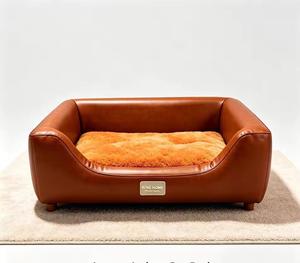 Heavy Duty Solid Wood <b>Frame</b> Dog <b>Bed</b> <b>For</b> Large Dogs Waterproof Leather <b>Raised</b> Orthopedic Pet <b>Bed</b> Wholesale Custom Logo - Product Image 1