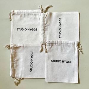 Factory Wholesale Eco Friendly Organic Muslin Cotton <b>Pouch</b> Custom Printed Logo Cotton <b>Pouch</b> Small Beige <b>Drawstring</b> Dust Bag - Product Image 1