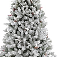 Sapin de Noël Artificiel Floqué de Haute Qualité, Écologique, Forme Complète, 1,5-3 m, Pré-éclairé avec Lumières LED, Conception Articulée, Installation Facile en Intérieur