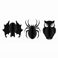 Lot de 3 décorations suspendues en nid d'abeille pour Halloween : hibou, araignée, chauve-souris – Fournitures de fête pour maison hantée, écologiques