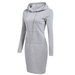 <span class=keywords><strong>S</strong></span>-2XL Femmes Genou Longueur Décontracté À Capuche Crayon À Capuche Manche Longue Pull Poche Moulante Robe Tunique Top - Product Image 6