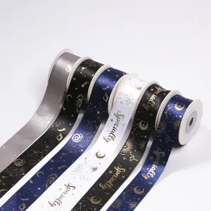 Supplier Custom Printing Logo Satin Ribbon Thank You Ribbon Hot Stamping Printed Garment Ribbon