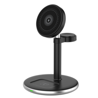 Support de charge sans fil magnétique 3 en 1 15W, support universel réglable pour téléphone, montre, écouteurs, chargeur de bureau