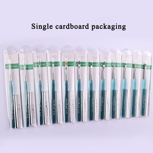 Pinceau à ongles professionnel personnalisé à manche bleu transparent, en poils synthétiques, pour gel UV, liner, French manucure, peinture d'embouts, plat, oblique, ovale - Product Image 6