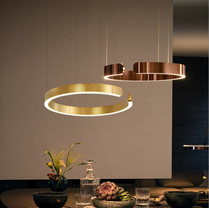 Современная креативная Скандинавская люстра Biumart C-type для столовой, гостиной, розовое золото, простая роскошная люстра