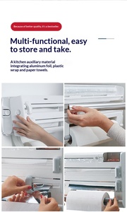 Wholesale 6-in-1 <b>Plastic</b> <b>Wrap</b> Tissue Dispenser with Cutter Refrigerator Magnetic Holder - Product Image 2