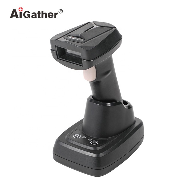 2026 Latest Product Rugged Barcode Scanner with Long Transmission Handheld 2d Wireless QR Barcode Reader with Vertical Base