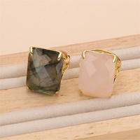 Bague Labradorite Rectangle Plaqué Or 18K Haute Qualité Pierre Précieuse Coupe Marquise Réglage Lunette Classique Cadeau De Fête De Mariage