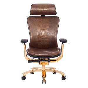 Silla Ejecutiva de Lujo Dorada de la Mejor Calidad, Cómoda, para Oficina Moderna, Modelo JNS901, con Patrón de Piel de Cocodrilo - Product Image 4