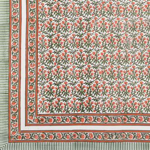 Pur coton Rajasthani main bloc imprimé nappe rouge vert Jaal motif Rectangle lin pour hôtels marque utilisation - Product Image 1