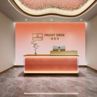 Qianhao - Mobilier de bureau commercial de luxe léger de style médiéval, ensemble complet en MDF carré, bureau de réception pour restaurant