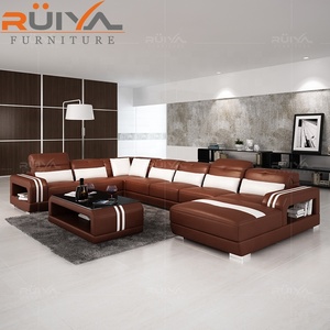 De estilo italiano, sofá de cuero genuino conjunto de muebles de la sala con la esquina - Product Image 5
