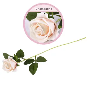 Factory Bulk Wholesale High Quality Artificial Single Velvet Roses Flower Red White Custom Real Touch Rose Decorative Flowers
