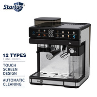 Machine à café électrique semi-automatique italienne Starlux avec broyeur, chauffage isolé, nettoyage automatique, distributeur de lait, boîtier en plastique 3-5