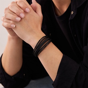 Multi-layer Strand <b>Bracelets</b> Magnetic Buckle Braided Design Punk Style Stainless Steel <b>Bracelet</b> - Product Image 3