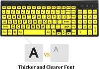 Full Size Large Print 2.4g Wireless Keyboard and Mouse With Oversized Print for Kids Visually Impaired Low Vision Individuals