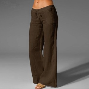 Nuovi <span class=keywords><strong>pantaloni</strong></span> europei americani a <span class=keywords><strong>vita</strong></span> alta <span class=keywords><strong>in</strong></span> cotone traspirante da <span class=keywords><strong>donna</strong></span> Casual larghi a zampa larga elasticizzati <span class=keywords><strong>in</strong></span> <span class=keywords><strong>vita</strong></span> - Product Image 2