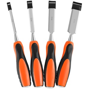 Ensemble de ciseaux à bois 6 12 19 25 mm à pointe droite métrique avec manches orange et noirs pour outils de travail du bois - Product Image 1