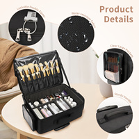 Valise Chariot de Rangement Cosmétique Professionnelle Relavel Grande, pour Maquilleur, avec 4 Petites Trousse de Maquillage