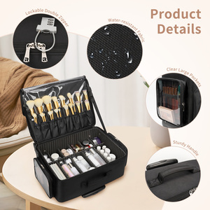 Trolley <span class=keywords><strong>Valigia</strong></span> <span class=keywords><strong>Organizer</strong></span> Grande Relavel per Cosmetici da Viaggio, Borsa Professionale per Makeup Artist con 4 Pochette Interne e Astuccio per Trucchi - Product Image 4