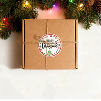 Vente flash, autocollants de Noël écologiques et durables de 5 cm, 200 pièces/rouleau, papier couché, autocollants adhésifs pour emballages cadeaux