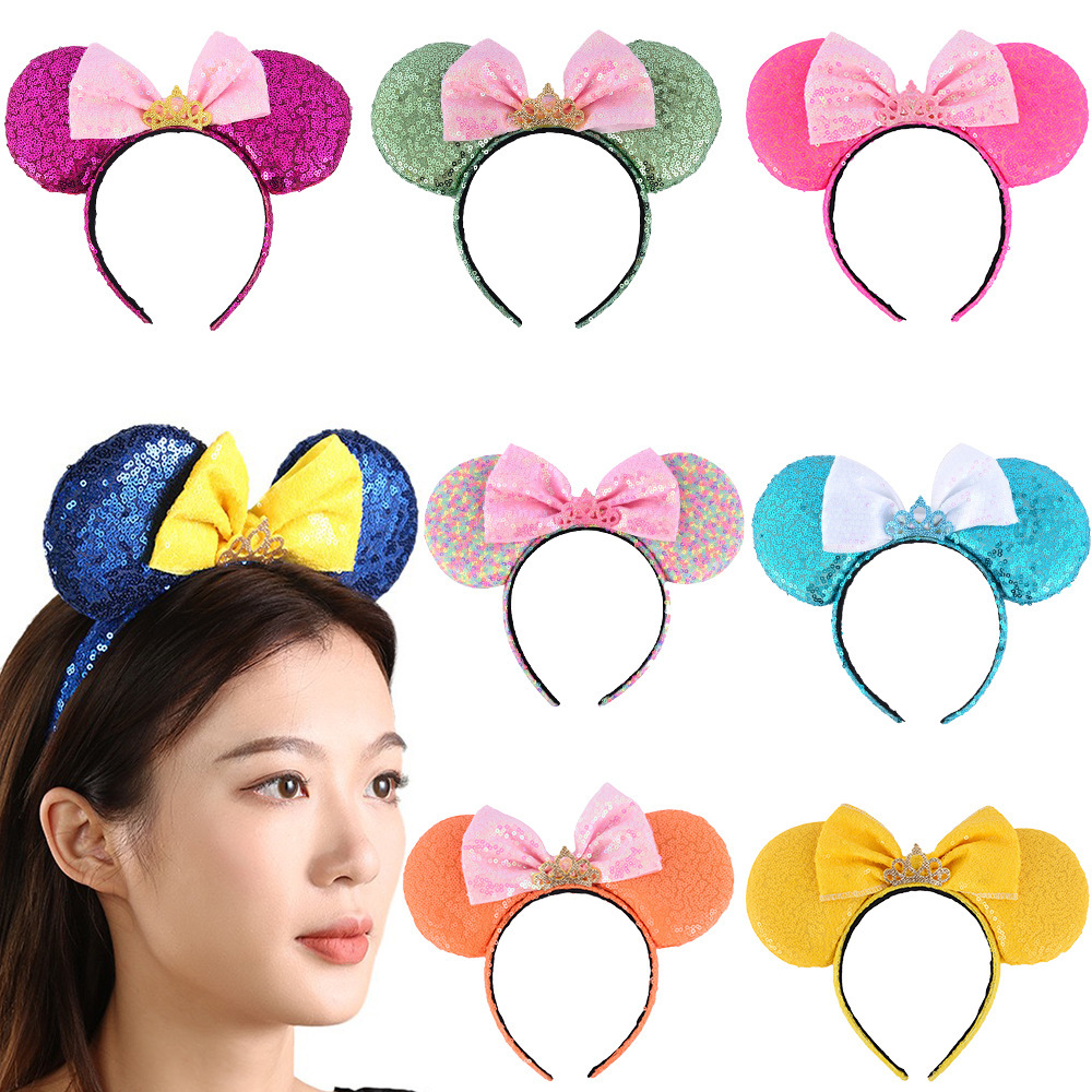 DRESHOW - Serre-têtes à nœud avec oreilles de souris en paillettes pour décoration de fête et déguisement cosplay pour femmes DRESHOW - Serre-têtes à nœud avec oreilles de souris en paillettes pour décoration de fête et déguisement cosplay pour femmes